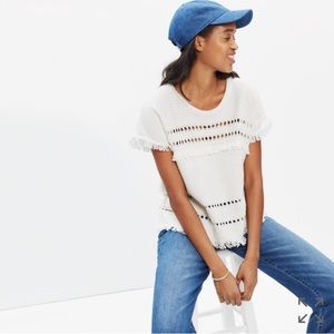 Madewell Short Sleeve Fringe Sweater